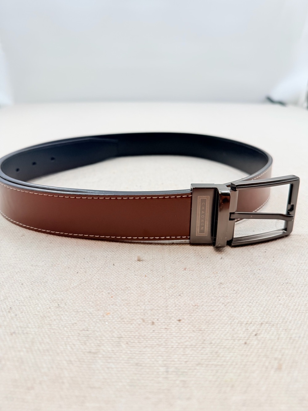 Classic Brown Leather Belt with Gunmetal Buckle